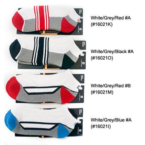 FootJoy Dry Fashion Sport White Socks White/Grey/Red #B (#16021M) - Fairway Golf