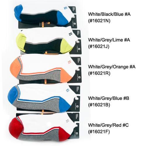 FootJoy Dry Fashion Sport White Socks White/Grey/Blue #B (#16021B) - Fairway Golf