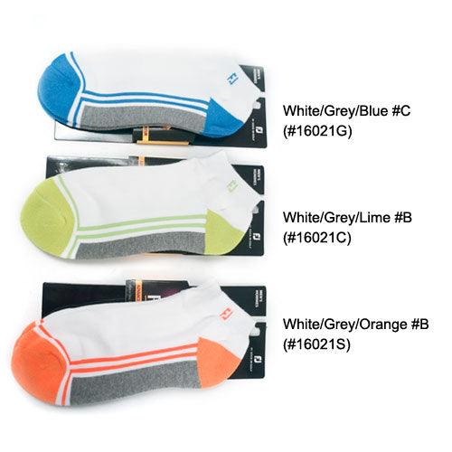 FootJoy Dry Fashion Sport White Socks White/Grey/Lime #B (#16021C) - Fairway Golf