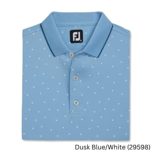FootJoy Push Play Print Lisle Knit Collar-Previous Season Style M Dusk Blue / White (29598) - Fairway Golf