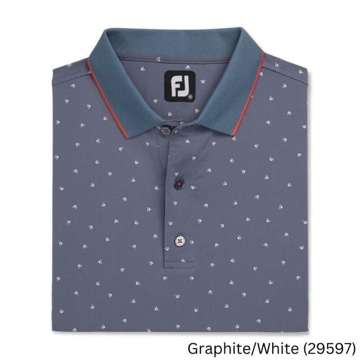 FootJoy Push Play Print Lisle Knit Collar-Previous Season Style XL Graphite / White (29597) - Fairway Golf