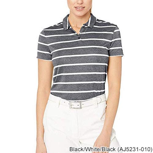 Nike Ladies Dri-Fit Stripe Polo XS (0-2) Black/White/Black (AJ5231-010) - Fairway Golf