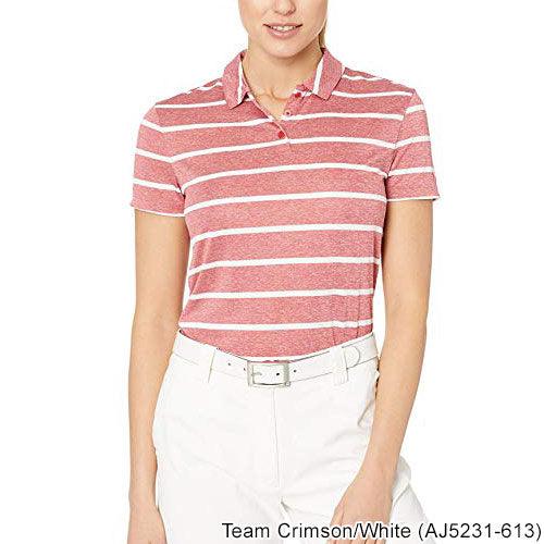 Nike Ladies Dri-Fit Stripe Polo L (12-14) Team Crimson/White (AJ5231-613) - Fairway Golf