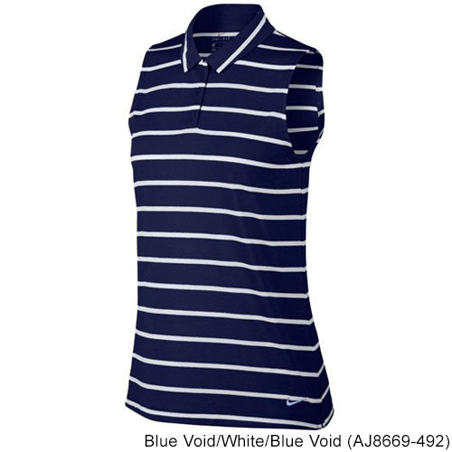 Nike Ladies Nike Dri-FIT Sleeveless Striped Golf Polo M (8-10) Blue Void/White/Blue Void (AJ86