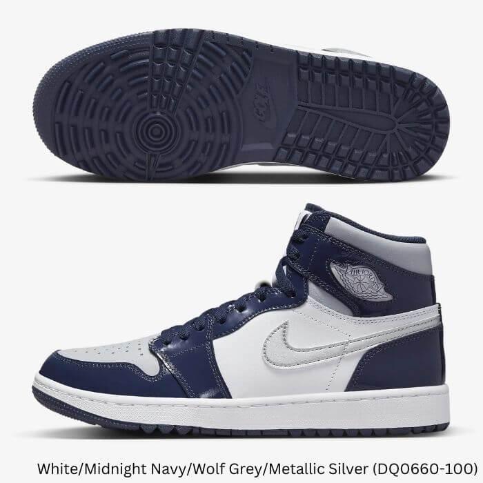 Nike Air Jordan 1 High G Golf Shoes 9.0 White/Midnight Navy/Wolf