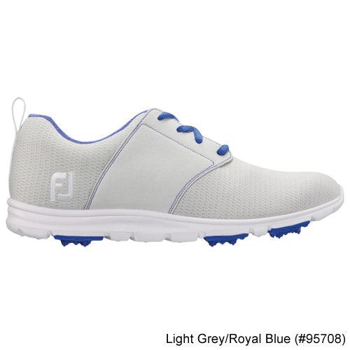 Footjoy Ladies enJoy Spikeless Shoes-Previous Season Style 7.0 Light Grey/Royal Blue (#95708) W - Fairway Golf