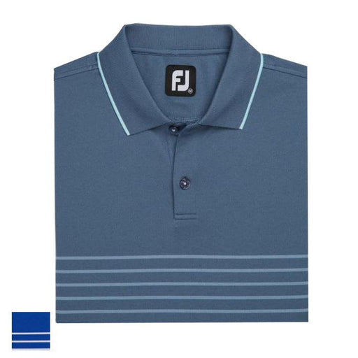 FootJoy Breton Stripe Stretch Pique Knit Collar-Previous Season Style M Ocean/White (28058) - Fairway Golf