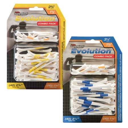 Pride Golf Professional Tee System Evolution Combo Pack Tees 2 3/4 inches 1 1/2 inches Yellow/White - Fairway Golf