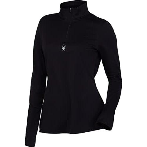 Spyder Ladies Tempting Zip T-Neck Long Sleeve Active Shirt S Black - Fairway Golf