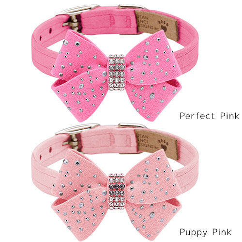 Susan Lanci Silver Stardust Nouveau Bow Collar XXS Perfect Pink