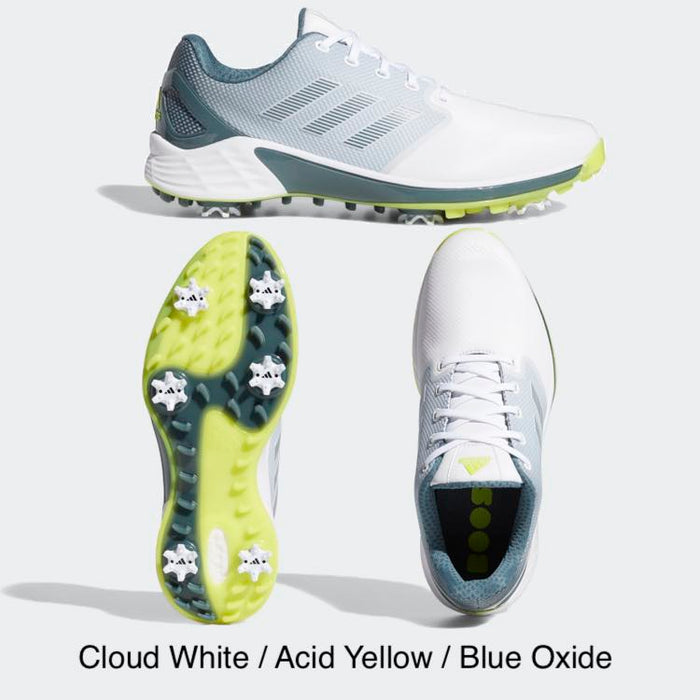 Adidas ZG21 Golf Shoes 9.0 Cloud White / Acid Yellow / Blu Wide