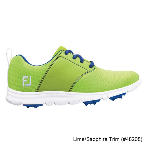 Footjoy Junior Enjoy Girls Spikeless Shoes 1 Lime/Sapphire Trim (#48208)