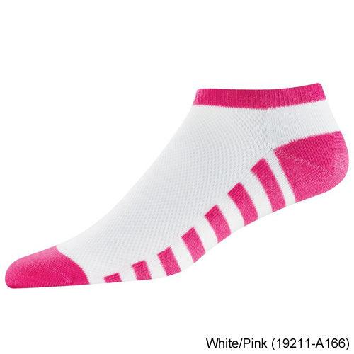 FootJoy Ladies ProDry Lightweight Low Cut Golf Socks White/Pink (19211-A166) - Fairway Golf