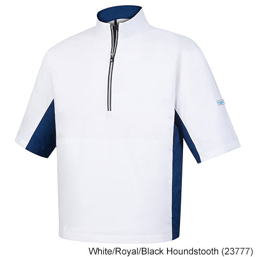 FootJoy FJ HydroLite Short Sleeve Rain Shirts S White/Royal/Black Houndstooth (