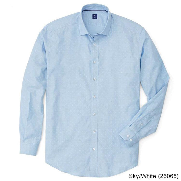 FootJoy Oxford Shirt with Overprint Shirt (Previous Season Style) XL Sky/White (26065) - Fairway Golf