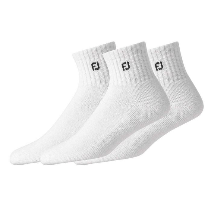 FootJoy ComfortSof Quarter Socks (3 Pair) Shoe Size 7-12 White