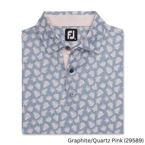 FootJoy Shadow Palm Print Lisle Self Collar S Graphite / Quartz Pink (29589) - Fairway Golf