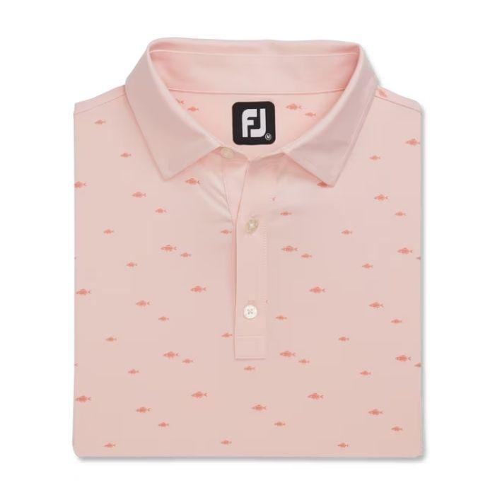 FootJoy School of Fish Print Lisle Self Collar XXL Quartz Pink (29611) - Fairway Golf