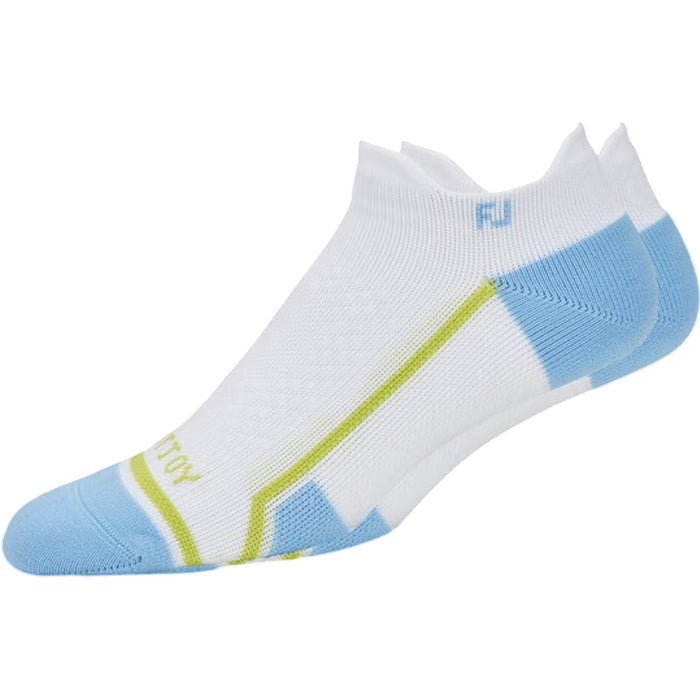 FootJoy Tech D.R.Y. Roll Tab Women Socks - White / Light Blue / Lime