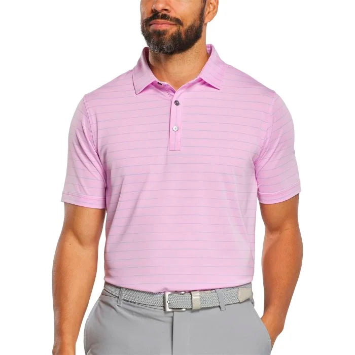 FootJoy Open Pinstripe Lisle Golf Polo - Orchid/Periwinkle