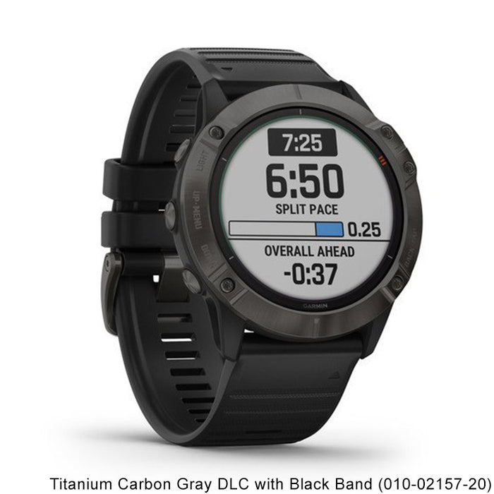 Garmin fenix 6X Pro Solar GPS Golf Watch 51mm Titanium Carbon Gray DLC with Black Band (010-02157-20)