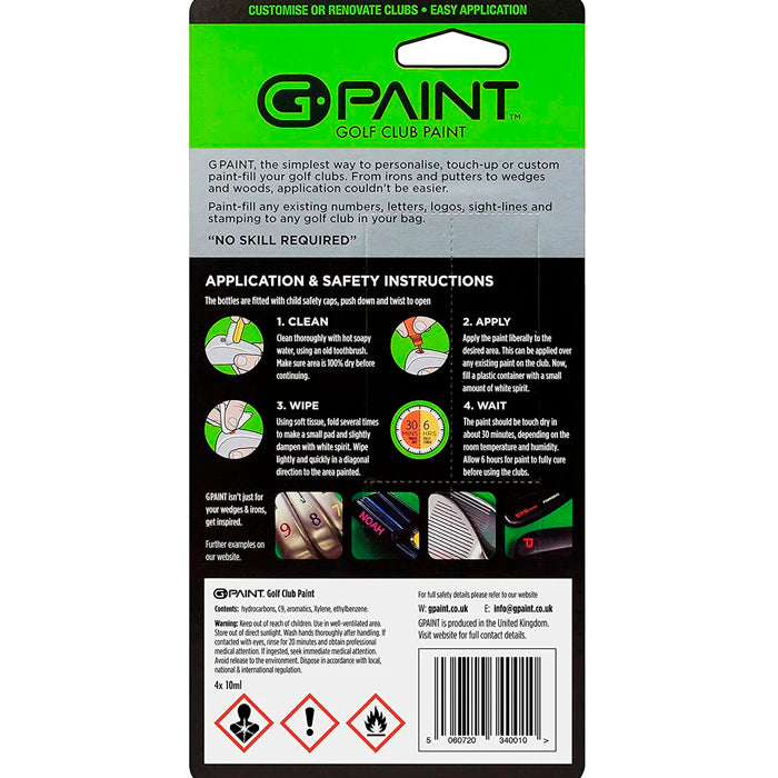 G-Paint Golf Club Paint - 4 Pack (Black/White/Red/Blue)