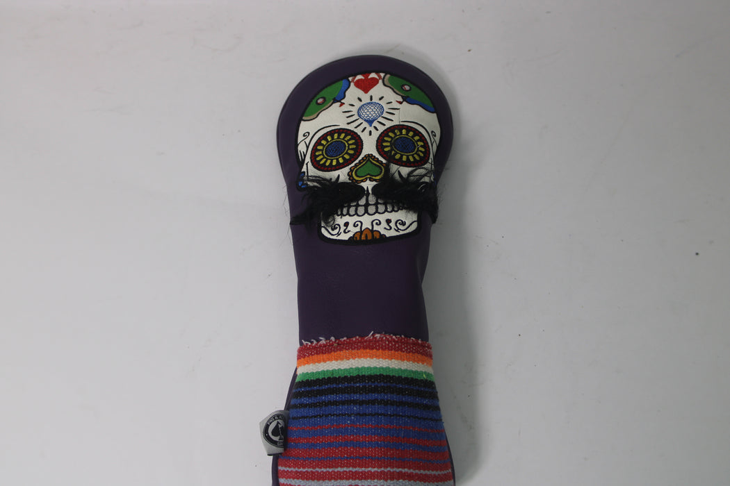 Mustache Sugar Skull Purple Fairway Headcover Pre-Owned