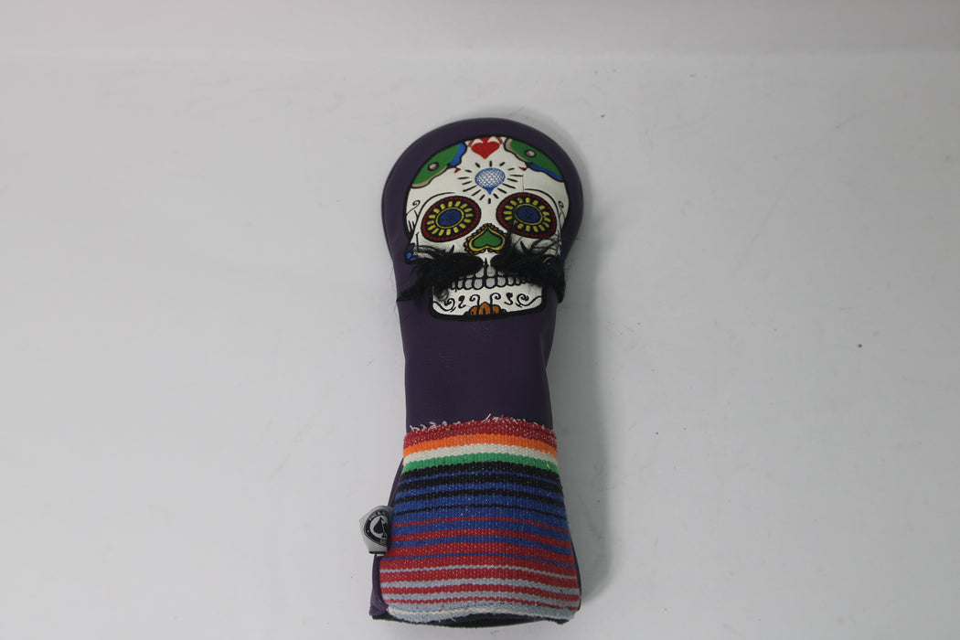 Mustache Sugar Skull Purple Fairway Headcover Pre-Owned