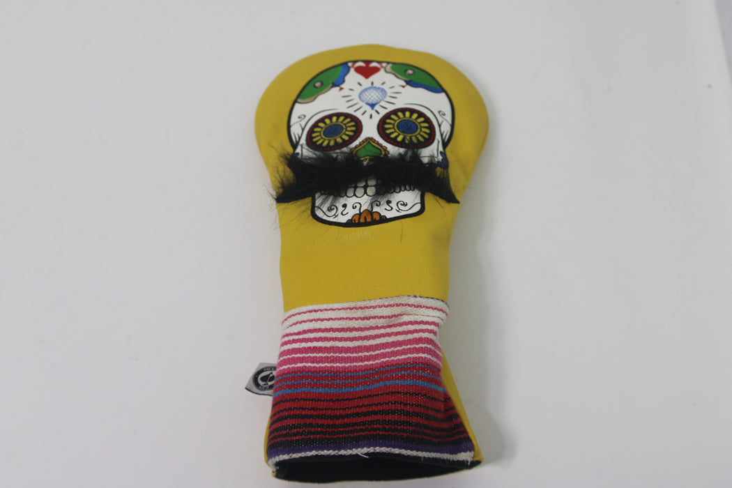 Mustache Sugar Skull Yellow Driver Headcover Pre-Owned