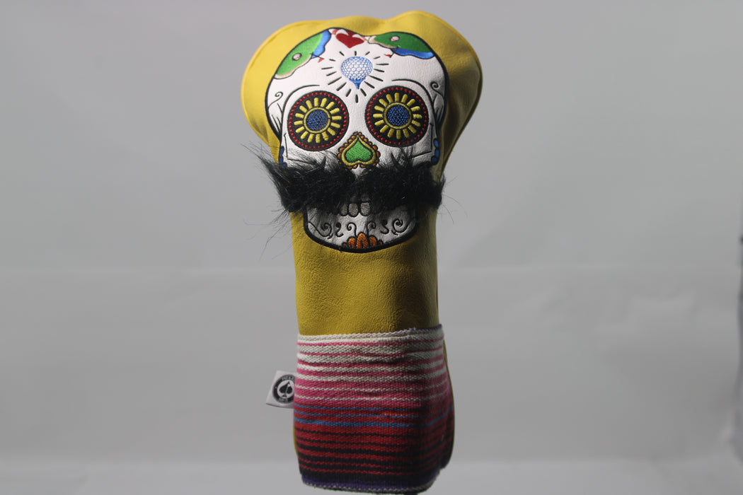 Mustache Sugar Skull Yellow Driver Headcover Pre-Owned