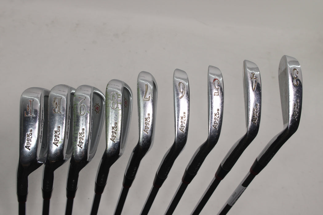Ben Hogan Apex Plus Iron Set Left Handed 3-PW,E,FW with Apex 3 Regular Flex Steel Pre-Owned