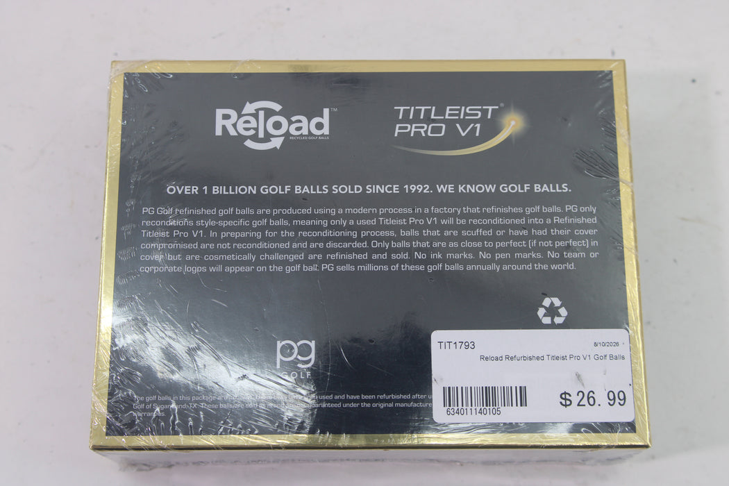 Reload Refurbished Titleist Pro V1 Golf Balls