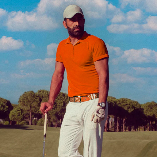 Nexbelt Braided Burnt Orange & White Ratchet Golf Belt