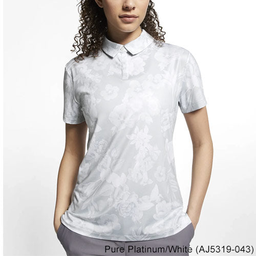 Nike Ladies Nike Dri-FIT UV Printed Golf Polo S (4-6) Pure Platinum/White (AJ5319-043)