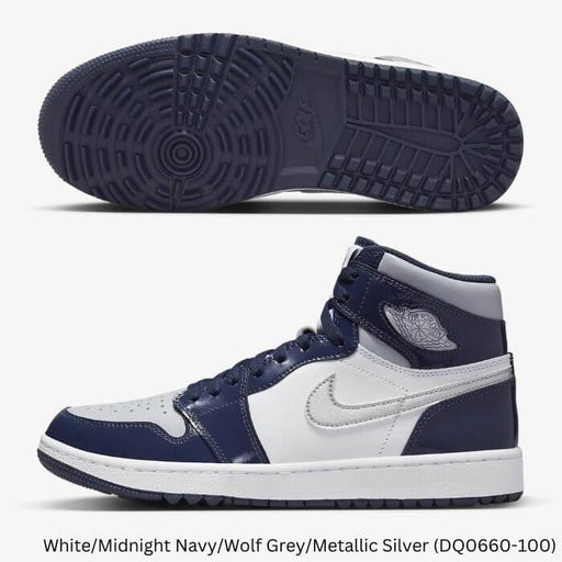 Nike Air Jordan 1 High G Golf Shoes 9.0 White/Midnight Navy/Wolf Grey/M M - Fairway Golf