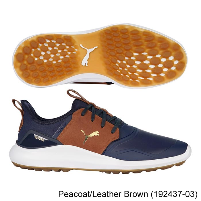 PUMA IGNITE NXT Crafted Golf Shoes 9.0 Peacoat/Leather Brown (192437-0