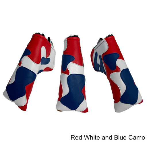 Sunfish Red White and Blue Camo Applique Blade Putter Cover With Magnetic Closure