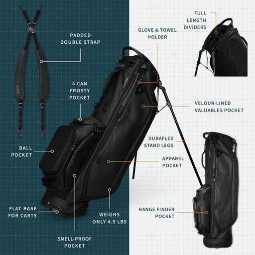 Sunday Golf RYDER S-Class - Black Vegan Leather Full Size Stand Bag