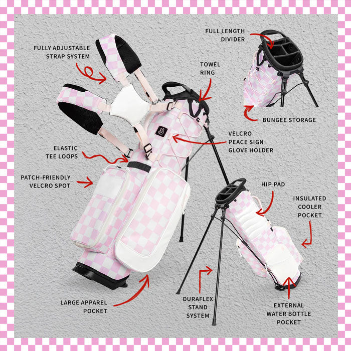 Sunday Golf RECESS KIDS GOLF BAG - Pink/White Checker