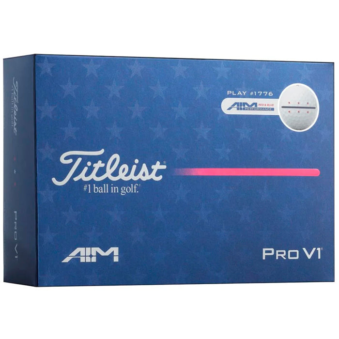 Titleist Pro V1 AIM Red White & Blue 1776 Golf Balls - Half Dozen