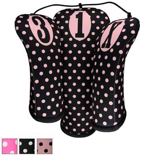 BeeJos Polka Dots Headcovers Fairway #Star Pink with Black Polka Dots - Fairway Golf