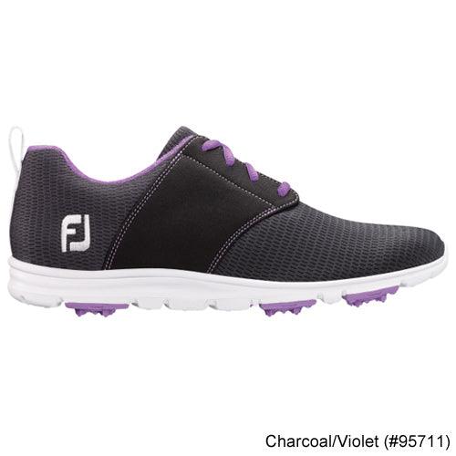 Footjoy Ladies enJoy Spikeless Shoes-Previous Season Style 9.5 Charcoal/Violet (#95711) M - Fairway Golf