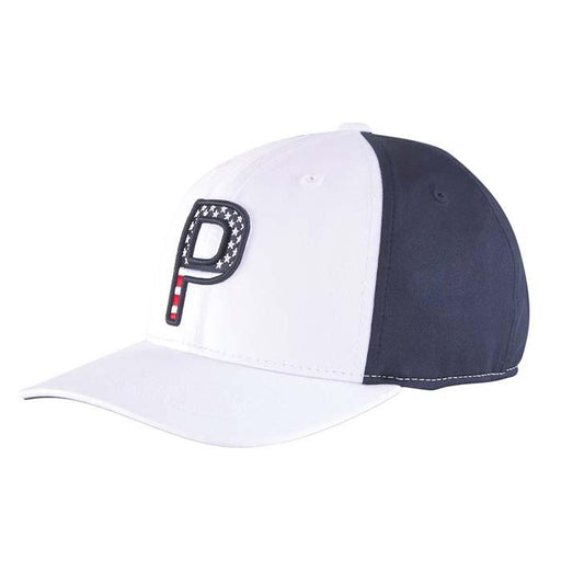 Puma Youth Pars and Stripes P Snapback Cap Bright White-Navy Blazer - Fairway Golf