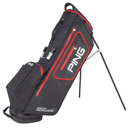 Ping Hoofer Monsoon Carry Bag Black/Scarlet/White (Double Strap) - Fairway Golf