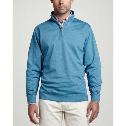 Peter Millar Heather Interlock Quarter Zip Sweaters w/ Logo S Antique Rose (#MF13K31) - Fairway Golf