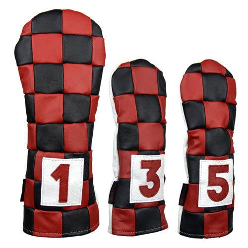 Rose & Fire Checkered Premium USA Leather Headcover 5 Wood - Fairway Golf