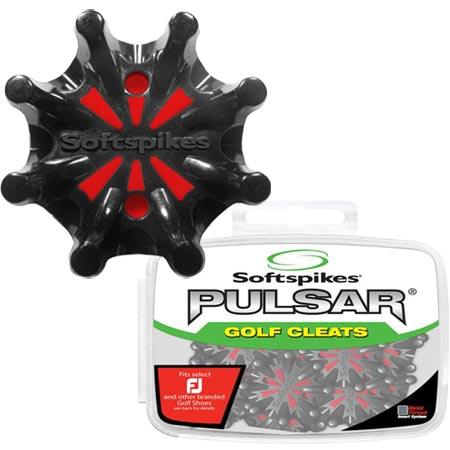 Softspikes Pulsar Metal Thread Insert Golf Cleats Black/Red - Fairway Golf