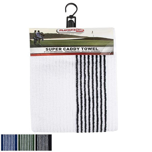 Players Aid Super Caddy Towel Black/White Stripe (16088) - Fairway Golf